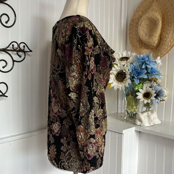 MSK Floral Draped Collar Top β Size Small - Picture 2 of 8